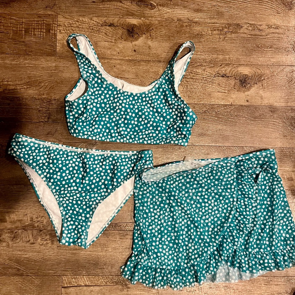 Teal Polka Dot Kids Swim Set